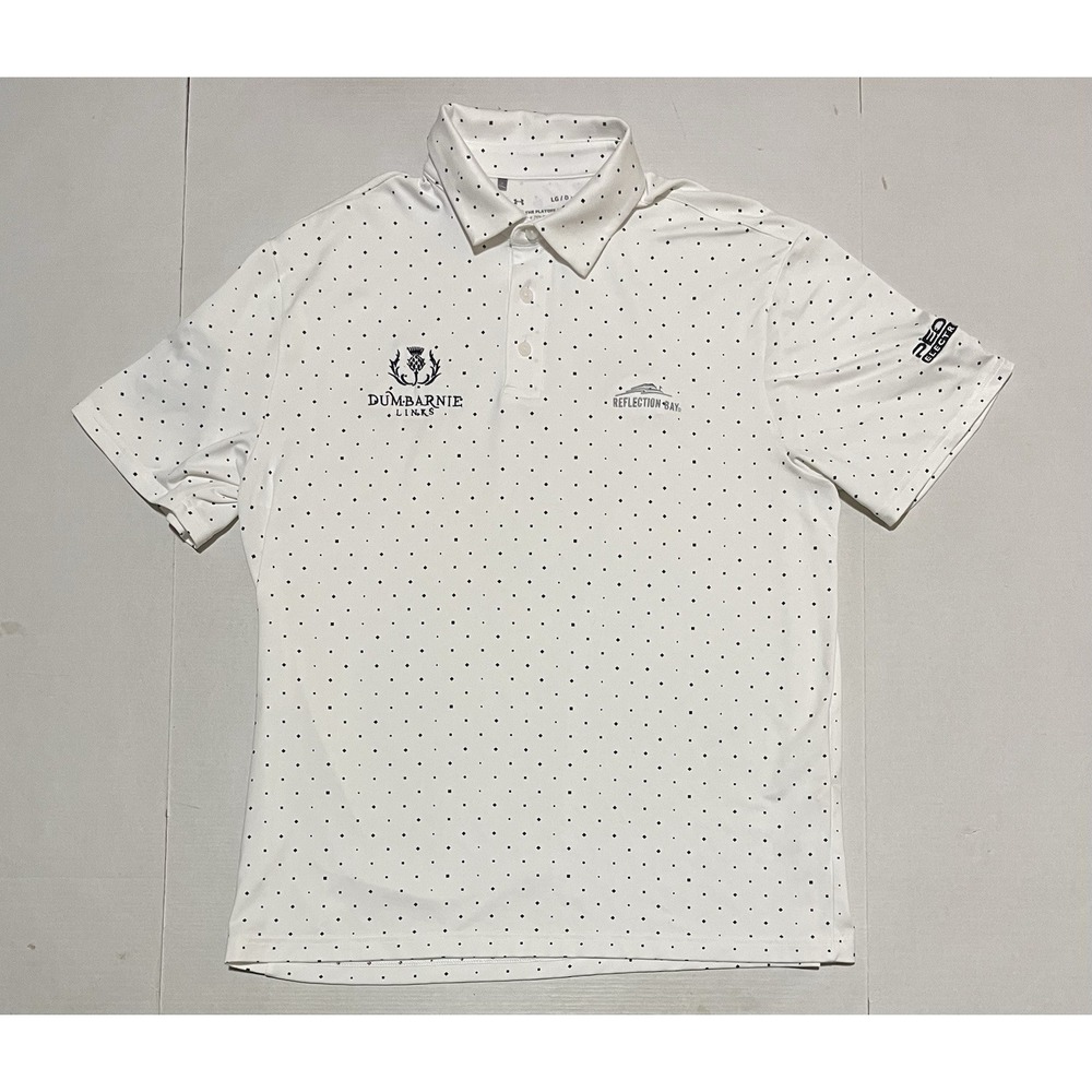 Under Armour Playoff Polo Men’s Large White Golf Dumbarnie Links Reflection Bay